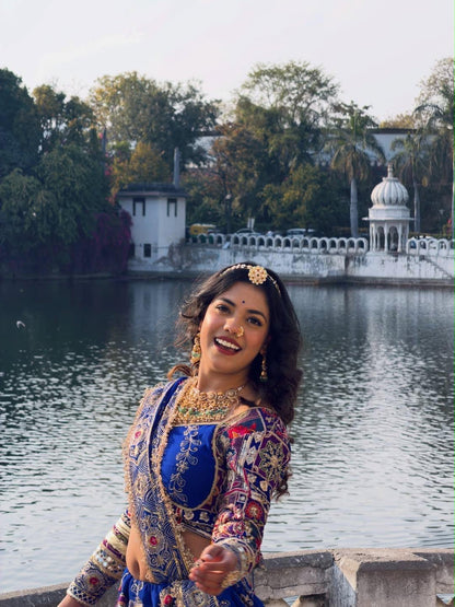 Muslin Silk Digital Print with Mirror Work Designer Chaniya Choli