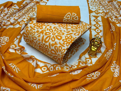 Cotton Hand Block Wax Batik Dress Material