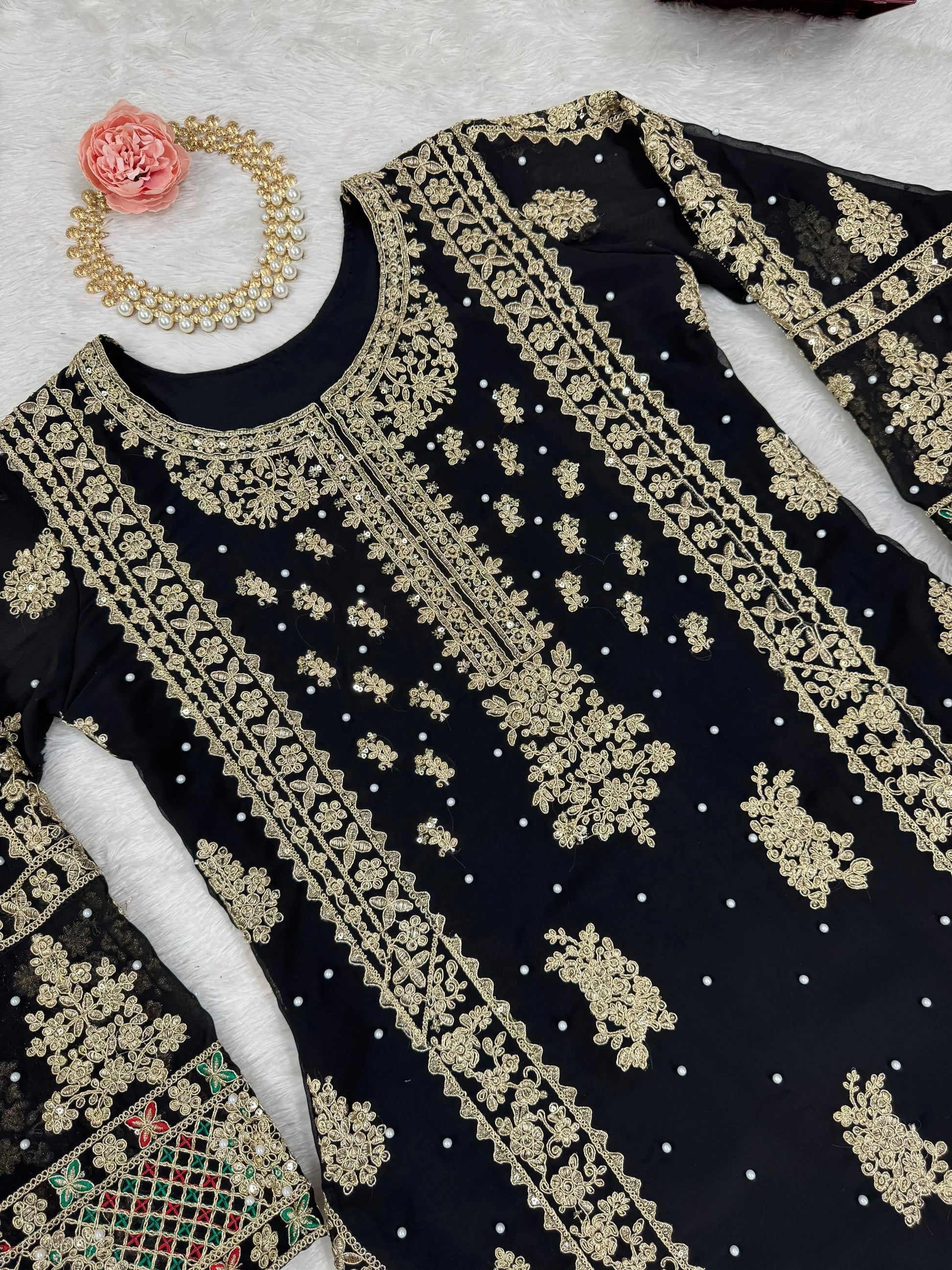 Faux Georgette Moti Work with Thread Embroidery Pakistani Suit (Ready To Wear) - Premium  from Ethenika.com  - Just INR 4990! Shop now at Ethenika.com 