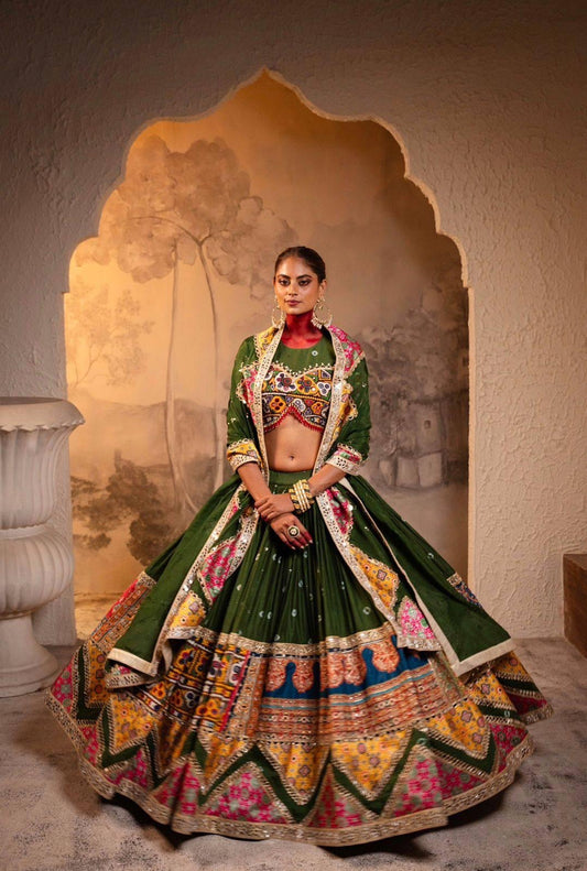 Heavy Muslin Cotton Real Mirror Work Designer Chaniya Choli with Dupatta - Navratri Special