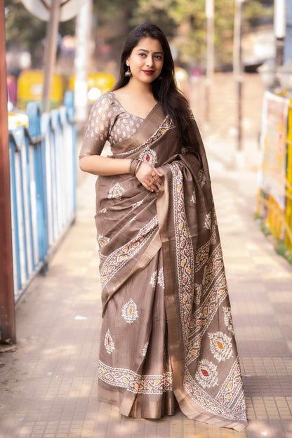 Soft Silk Batik Print Saree - Premium  from Ethenika.com  - Just INR 1590! Shop now at Ethenika.com 