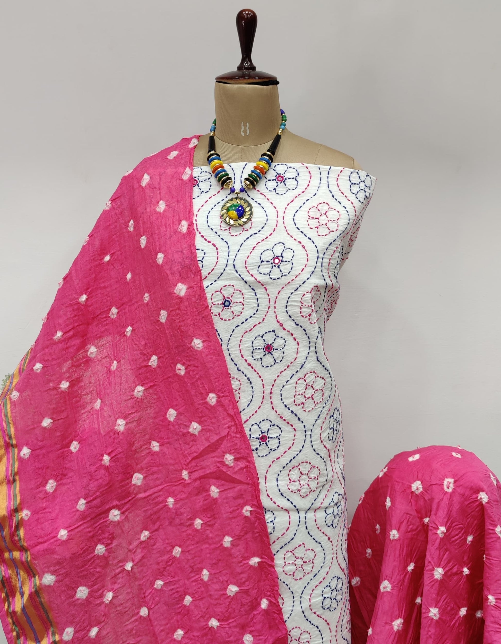 Cotton Thread Embroidery work Bandhani Dress Material - Premium  from Ethenika.com  - Just INR 1790! Shop now at Ethenika.com 