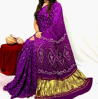 Modal Silk Bandhej Work Bandhani Saree