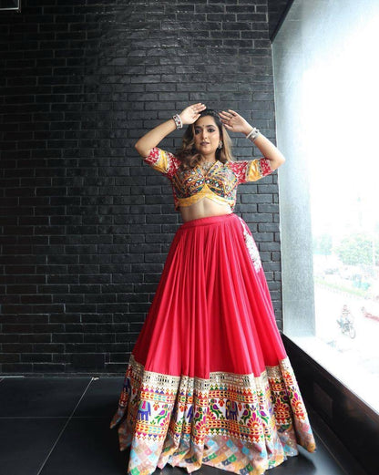 Muslin Cotton Chaniya Choli Set | Digital Print | Mirror Work | Lehenga Dupatta