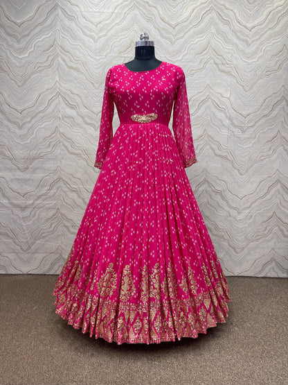 Faux Georgette Print with Embroidery work Womens Stitched Gown - Premium  from Ethenika.com  - Just INR 2490! Shop now at Ethenika.com 