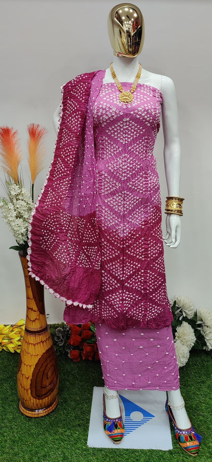 Cotton satin Self Color Contrast Original Kutch Bandhani Dress Material - Premium  from Ethenika.com  - Just INR 1590! Shop now at Ethenika.com 