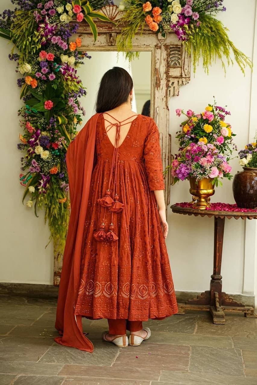 Faux Georgette Embroidery work Alia Cut Suit Set - Premium  from Ethenika.com - Just INR 2590! Shop now at Ethenika.com 