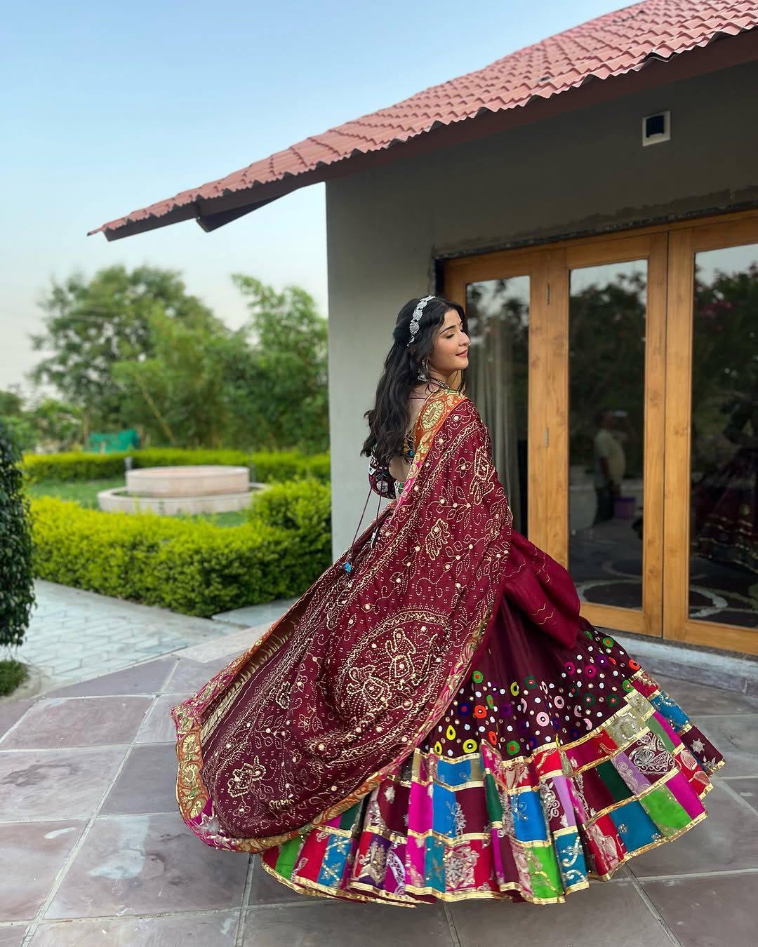 Muslin Cotton Digital Print with Mirror Work Navratri Special Desinger Chaniya Choli