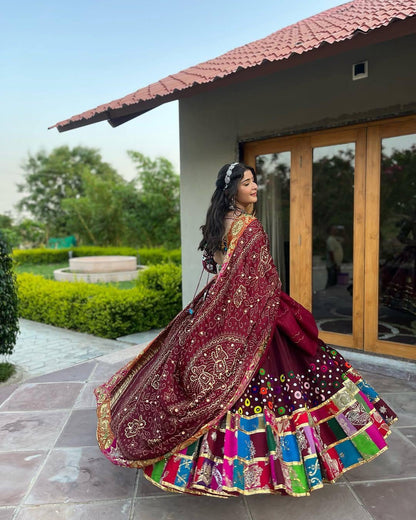Muslin Cotton Digital Print with Mirror Work Navratri Special Desinger Chaniya Choli