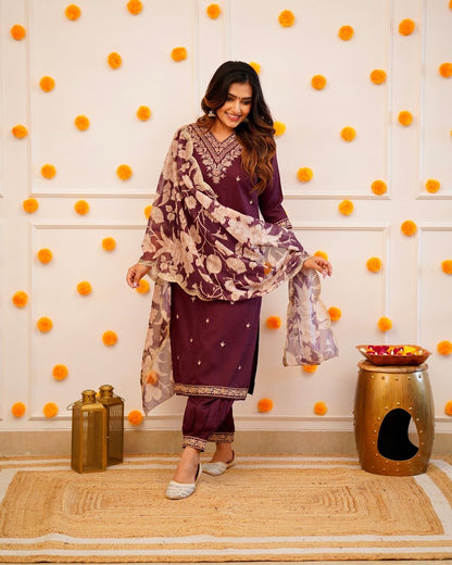 Floral Digital Print Embroidery work Afghani Salwar Suit Set - Premium  from Ethenika.com  - Just INR 2190! Shop now at Ethenika.com 