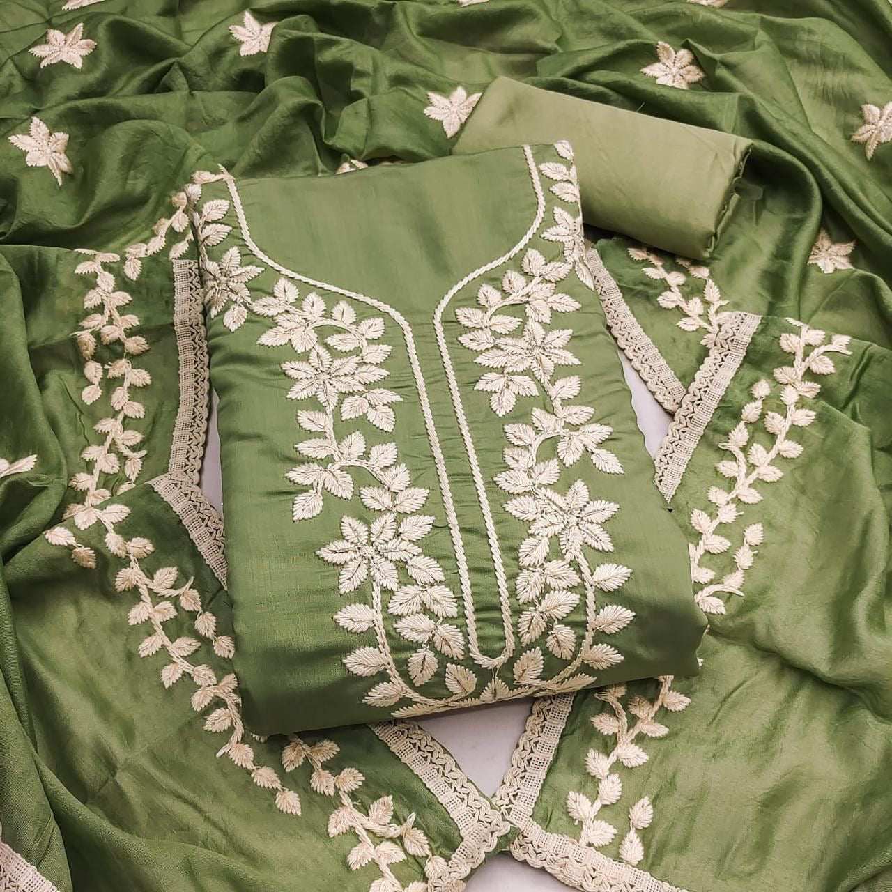 Roman Silk Embroidery Work Summer Special Dress Material for Women
