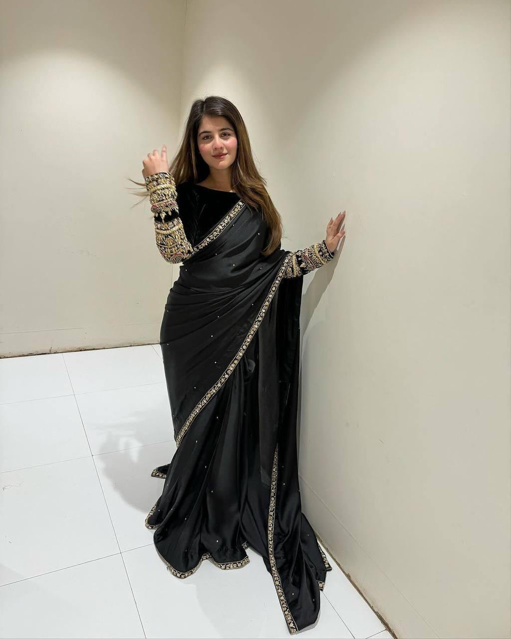 Ethenika  Party Wear Velvet Saree - Premium  from Ethenika.com  - Just INR 2990! Shop now at Ethenika.com 