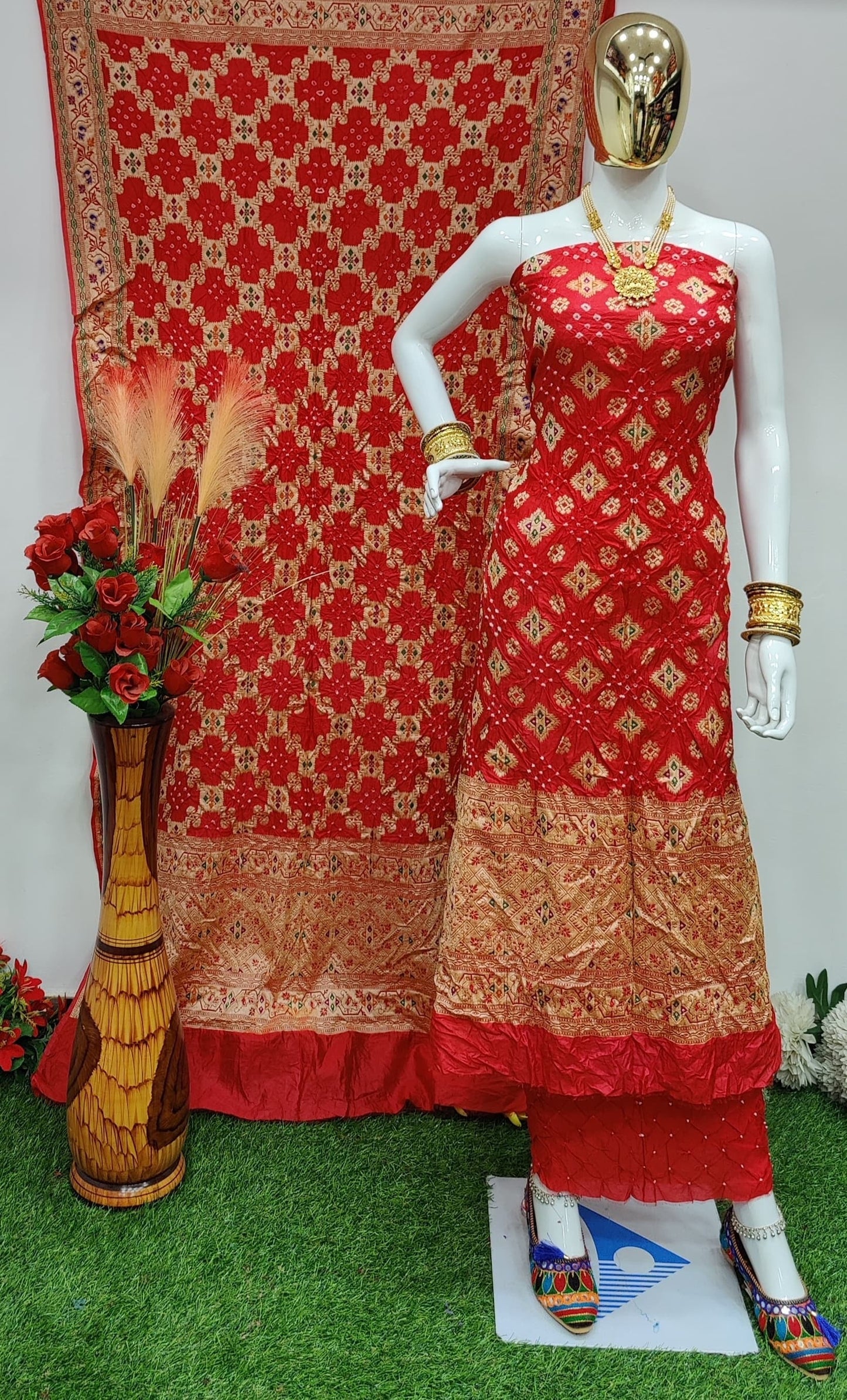 Dhupiyan Silk Jamevali Work Bandhani Dress Material - Premium  from Ethenika.com  - Just INR 4990! Shop now at Ethenika.com 