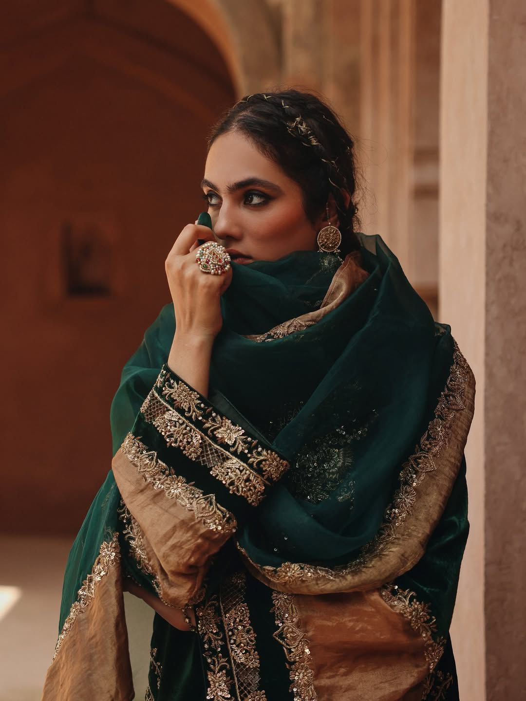 Ethenika Original Sequence Embroidery Work Designer Party Wear Velvet Kurti Pant Dupatta Set (Ready To Wear)