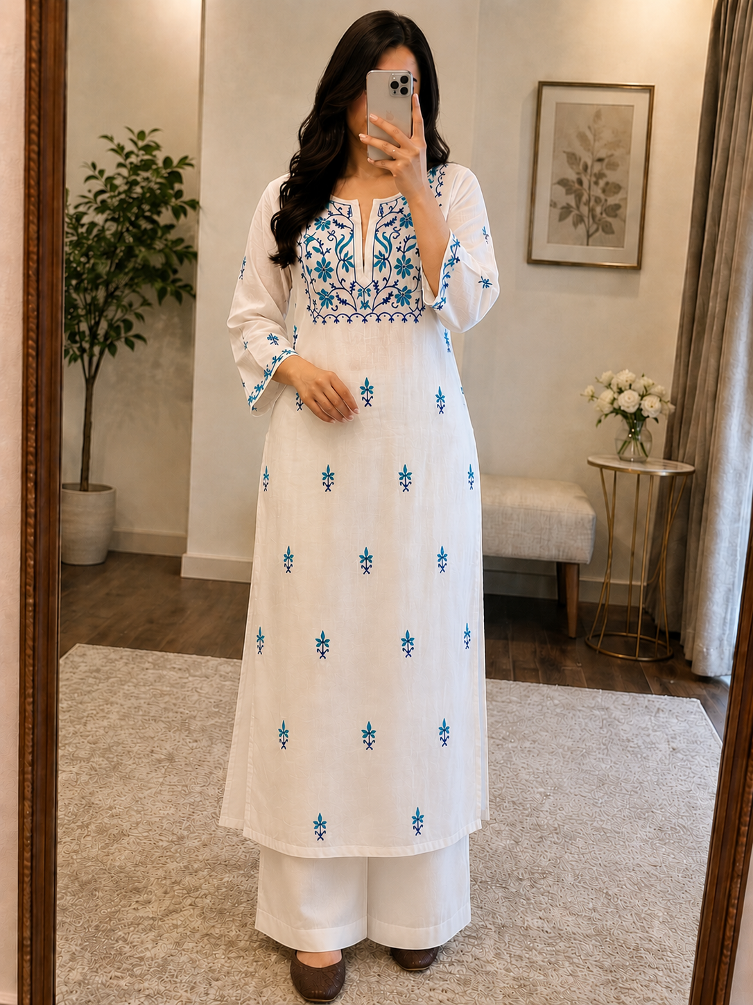 Muslin Authentic Handmade Ready Wear Chikankari Kurti