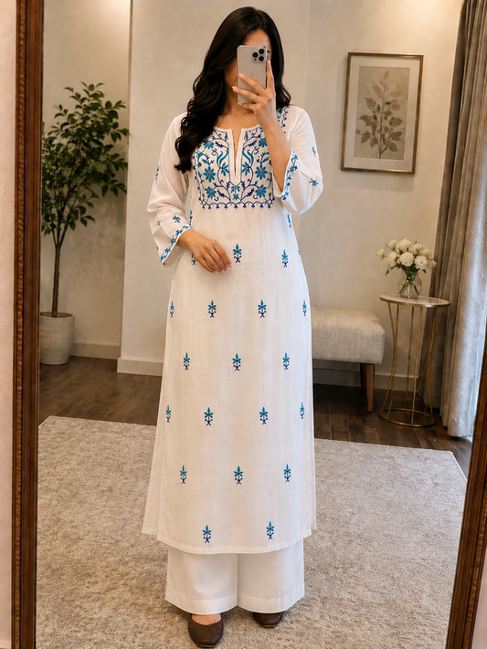 Muslin Authentic Handmade Ready Wear Chikankari Kurti