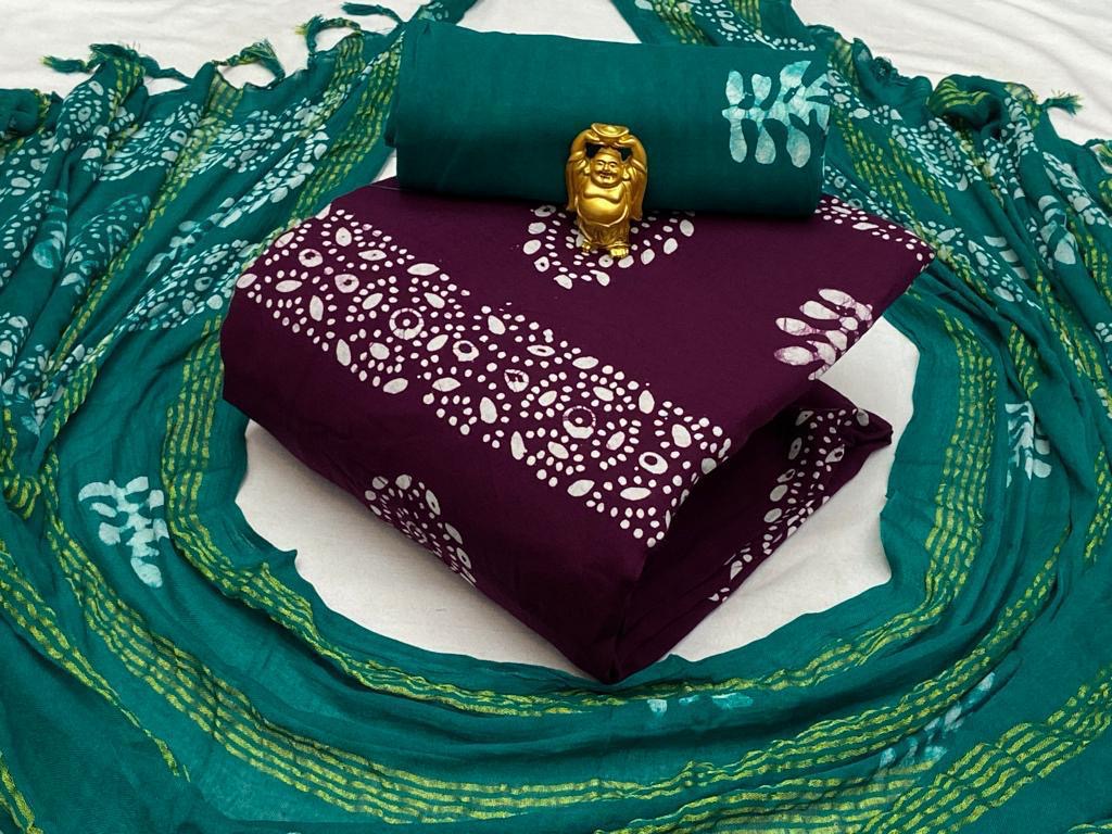 Cotton Authentic Hand Blocked Wax Batik Dress Material (Unstitched) - Premium  from Ethenika.com  - Just INR 1490! Shop now at Ethenika.com 