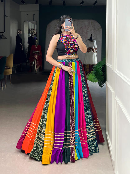 Rayon multicolor Gota Patti Lehenga Choli - front view