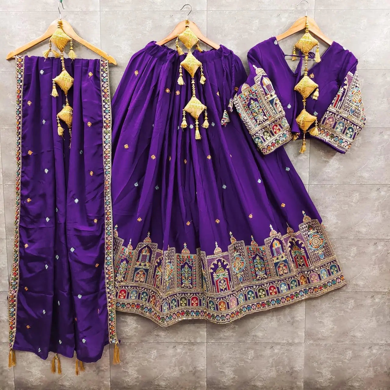 Chinon Silk Sequence Thread Embroidery Work Garba Chaniya Choli Ethenika.com