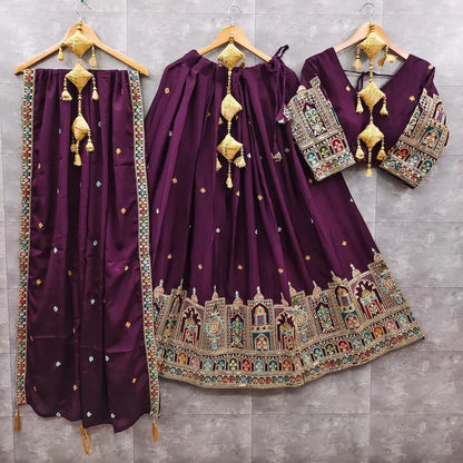 Chinon Silk Sequence Thread Embroidery Work Garba Chaniya Choli Ethenika.com