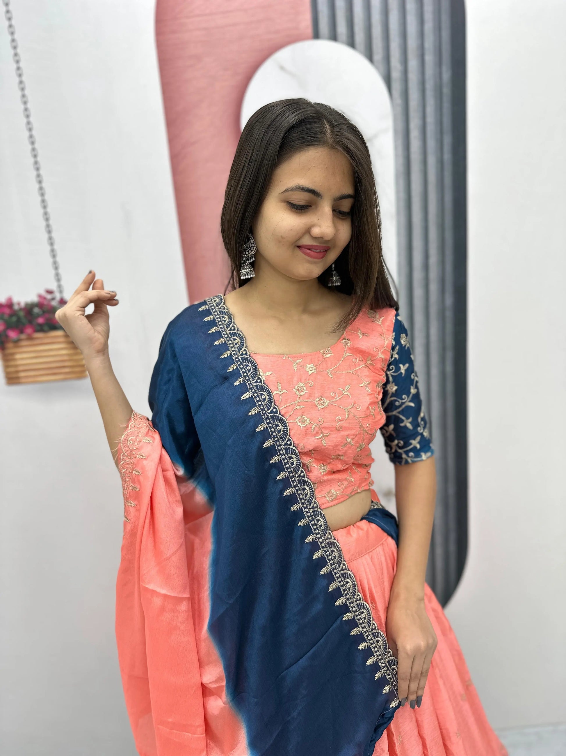Chinon Silk Thread Embroidery work Lehenga Choli Set - Premium  from Ethenika.com  - Just INR 3990! Shop now at Ethenika.com 