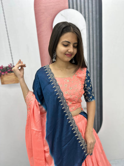 Chinon Silk Thread Embroidery work Lehenga Choli Set - Premium  from Ethenika.com  - Just INR 3990! Shop now at Ethenika.com 