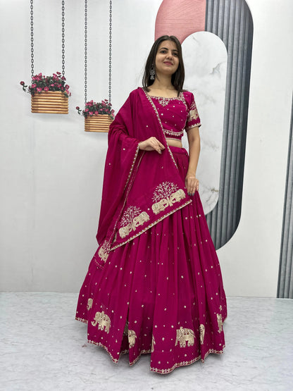 Chinon Thread Embroidery work Chaniya Choli Ethenika.com