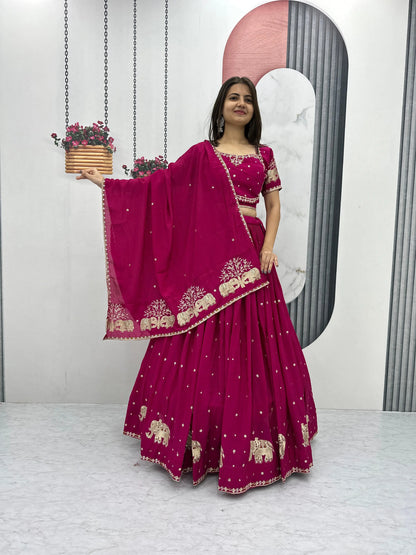 Chinon Thread Embroidery work Chaniya Choli Ethenika.com