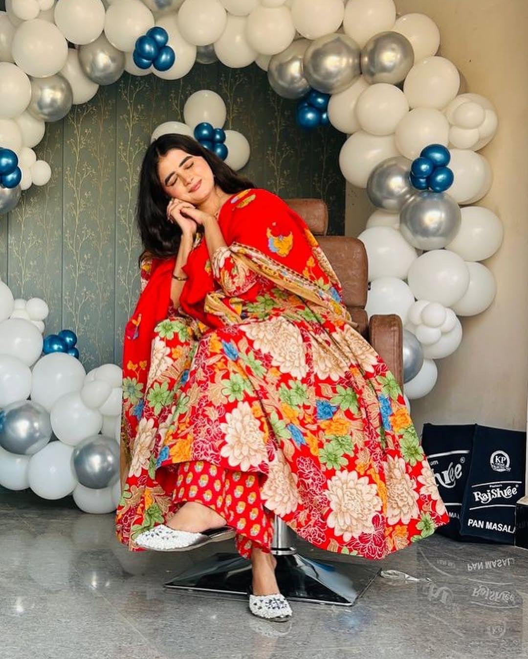 Cotton Chanderi Summer Special Floral Digital Print work Flair Kurti Pant Dupatta Set (Ready to wear) - Premium  from Ethenika.com  - Just INR 2590! Shop now at Ethenika.com 