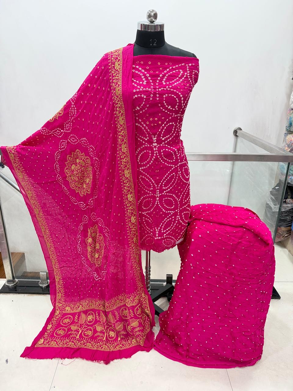 Moda Silk Rai Bandhej Work Silk Bandhani Dress Material