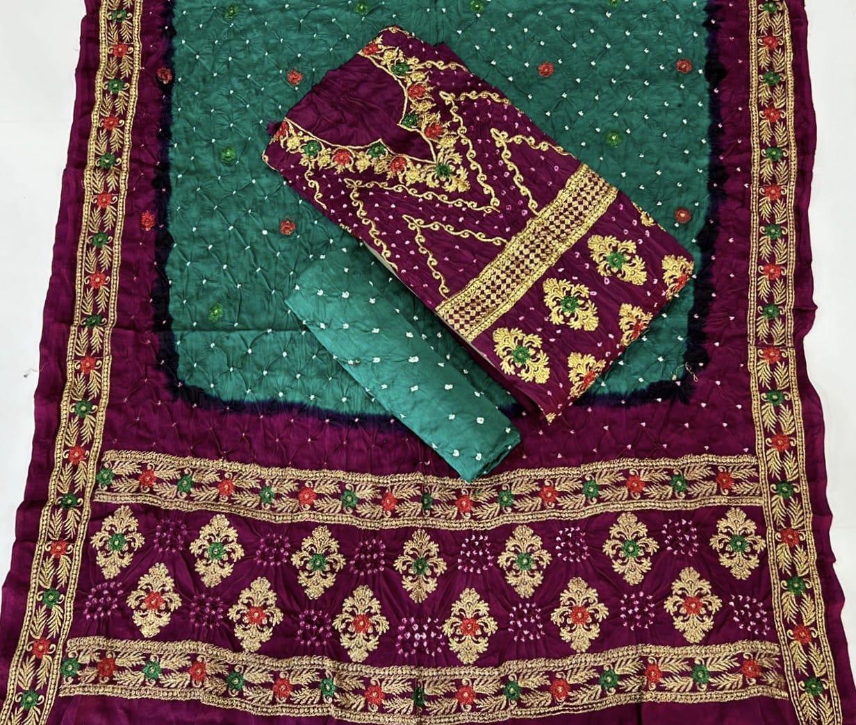 Modal Gazi Silk Kasab work Bandhani Dress Material - Premium  from Ethenika.com  - Just INR 4990! Shop now at Ethenika.com 