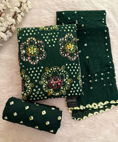 Ethenika.com  Soft Cotton Mirror Thread Work Bandhani Dress Material Soft Cotton Mirror Thread Work Bandhani Dress Material