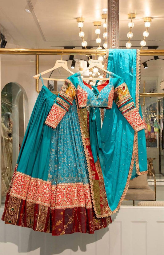 Muslin Digital Print Mirror Work Chaniya Choli for Navratri - Front View