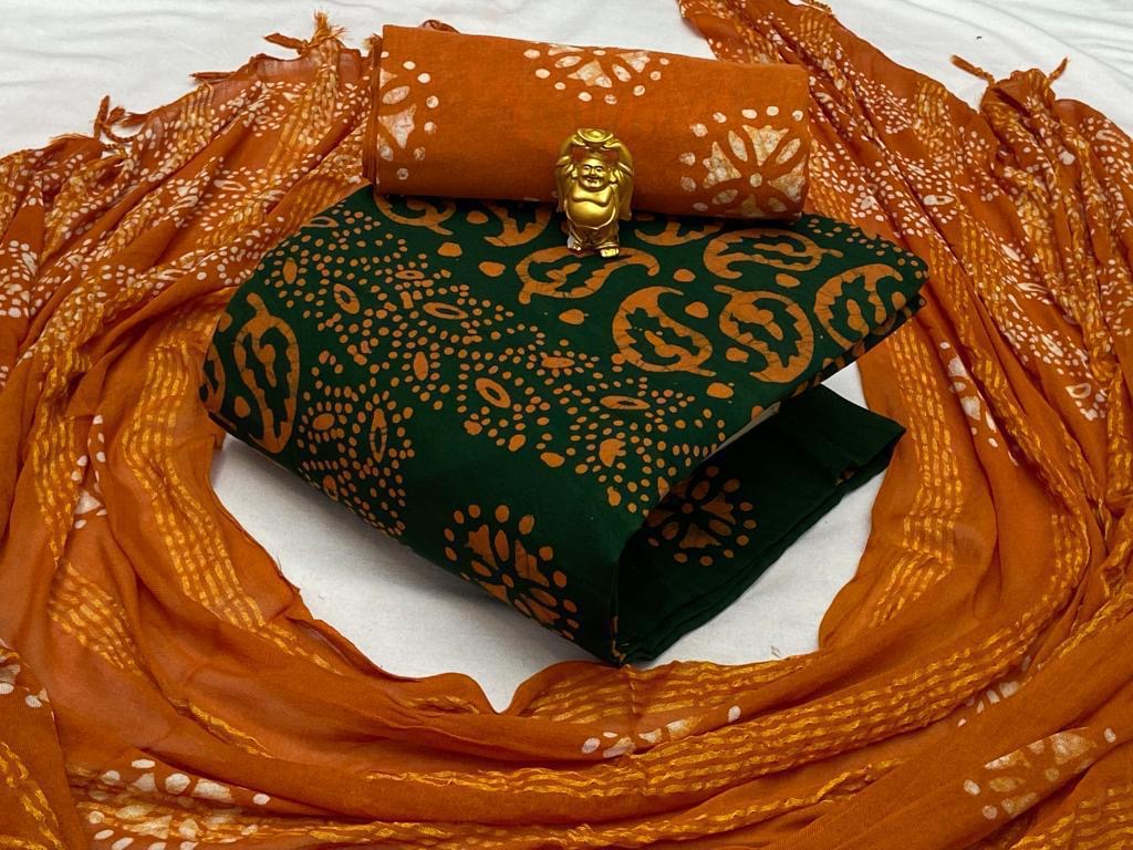 Cotton Authentic Hand Blocked Wax Batik Dress Material (Unstitched) - Premium  from Ethenika.com  - Just INR 1490! Shop now at Ethenika.com 