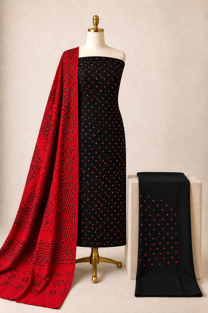 Cotton Satin 3Pc Kutch Bandhani Dress Material