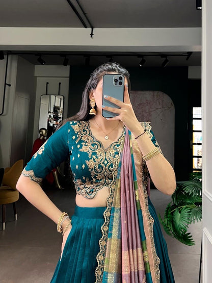 Vachitra Silk Sequence Thread Embroidery Work Designer Lehenga Choli Set