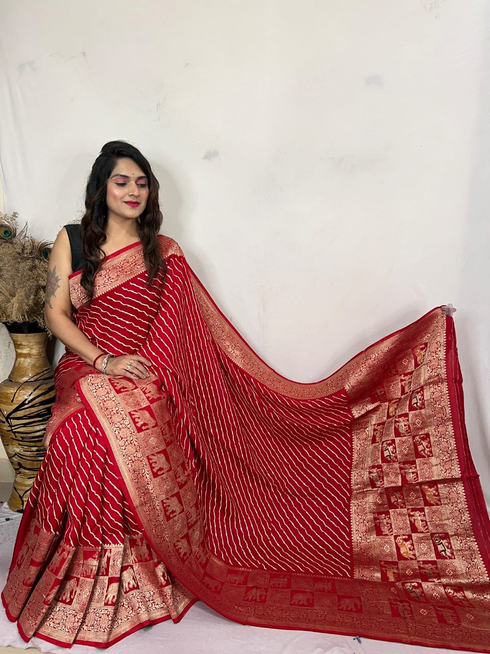 Modal Silk Leheriya Print Saree - Premium  from Ethenika.com  - Just INR 5990! Shop now at Ethenika.com 