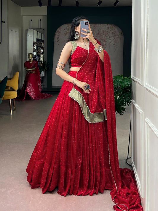 Red Bandhani Printed Exclusive Chaniya Choli for Garba Night