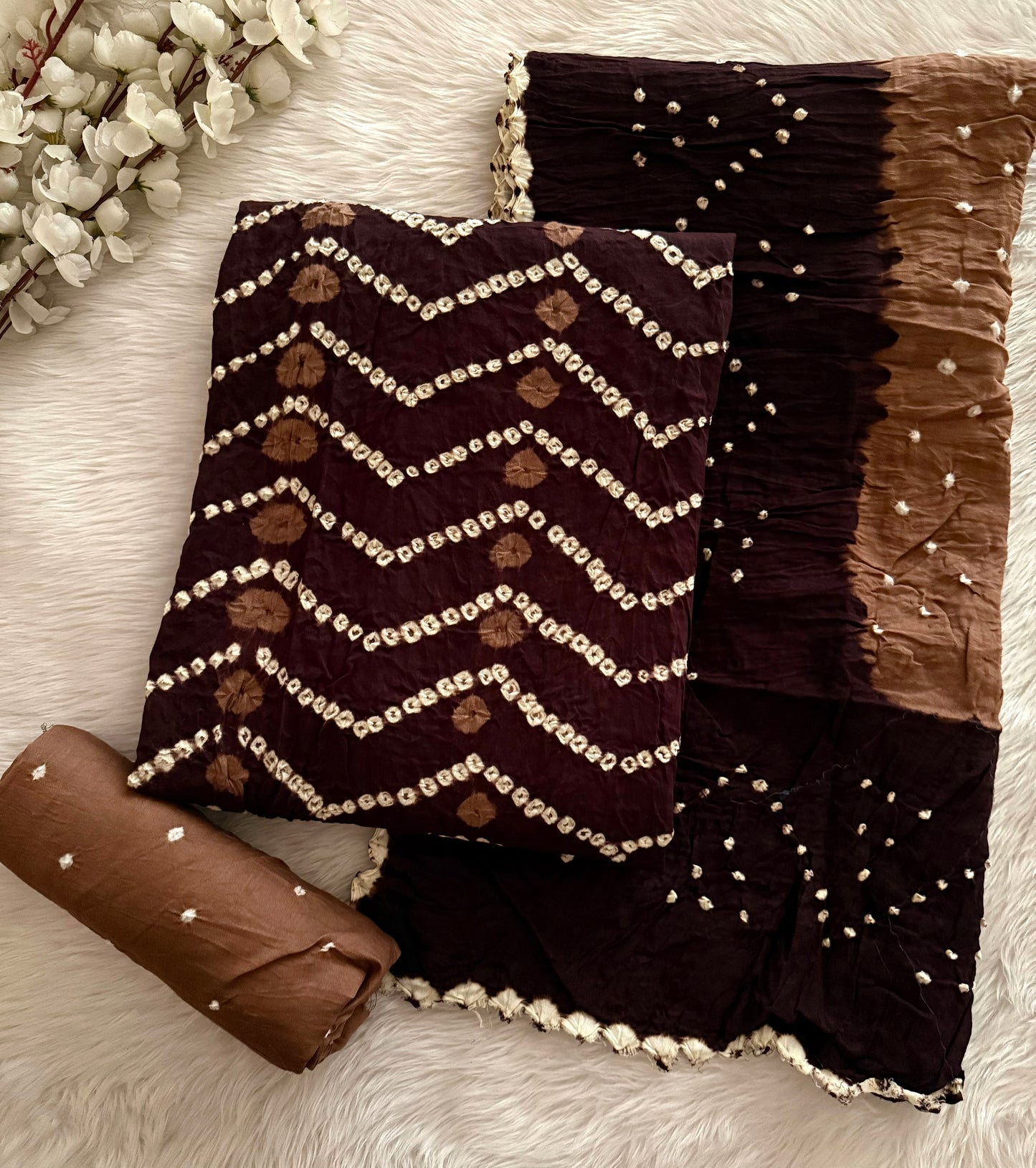 Cotton Satin Authentic Kutch Multi Gulti work Bandhani Dress Material (Unstitched)