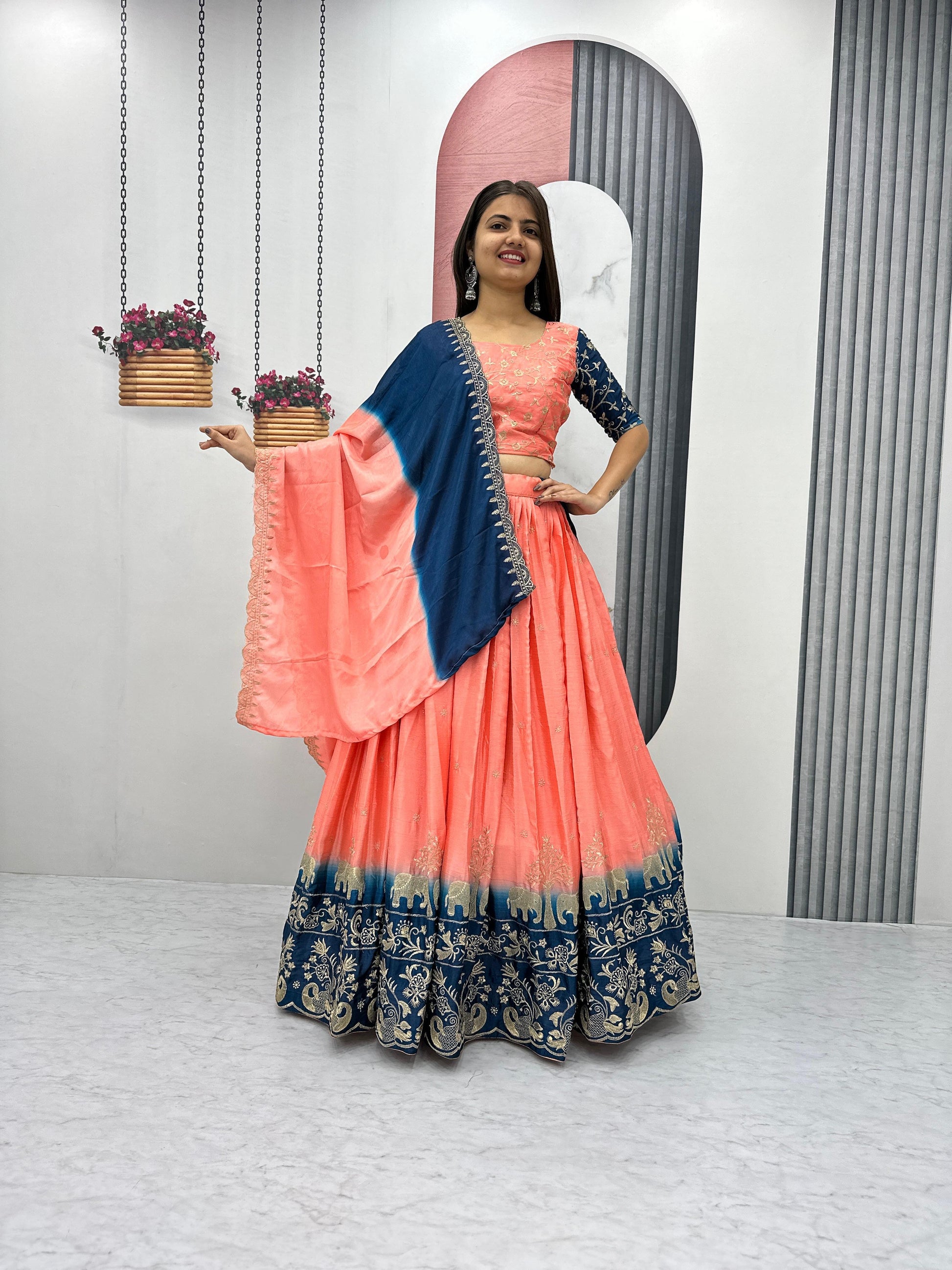 Chinon Silk Thread Embroidery work Lehenga Choli Set - Premium  from Ethenika.com  - Just INR 3990! Shop now at Ethenika.com 