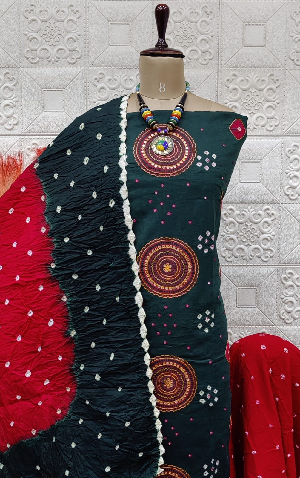 cotton mirror work dress materials BEAUTIFUL COTTON MIRROR WORK DRESS MATERIAL 1