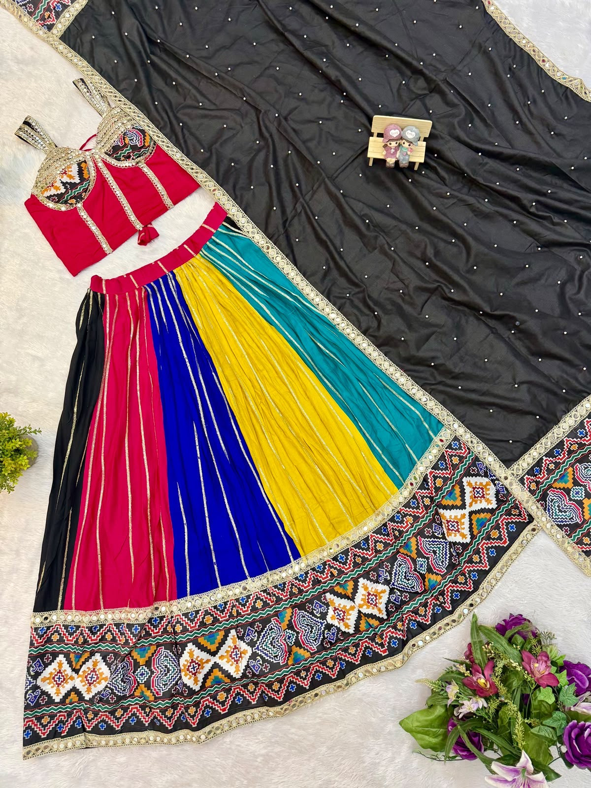 Rayon Multicolor Patola Print Chaniya Choli | Navratri Garba Wear