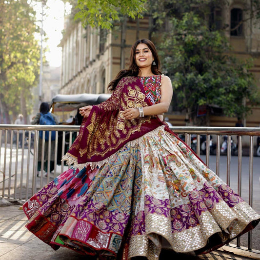 Muslin Digital Print with Mirror Wirk Designer Chaniya Choli for Navratri