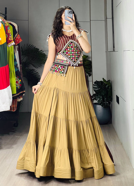 100% Cotton Gamthi Work Lehenga Choli for Navratri