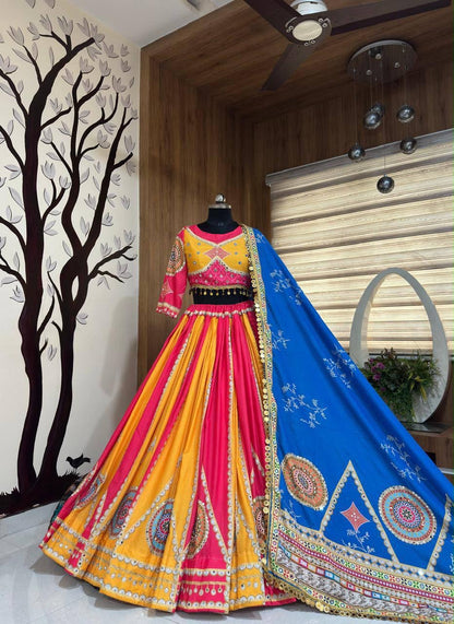 Designer Chaniya Choli | Muslin Mirror Work & Sequence Lace | Navratri 2026