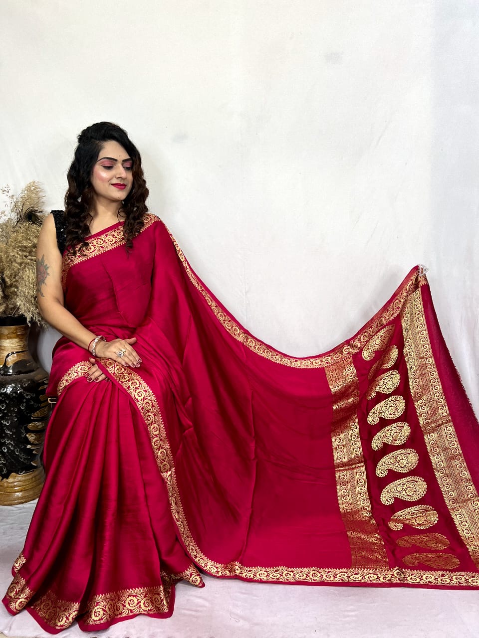 Modal Silk Golden Embroidery work Keri Pallu Saree - Premium  from Ethenika.com  - Just INR 5990! Shop now at Ethenika.com 