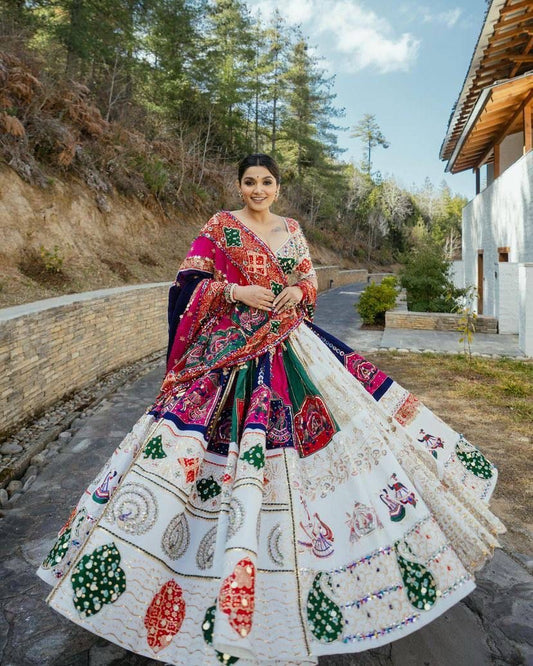 Muslin Cotton Digital Print with Mirror Work Navratri Special Chaniya Choli