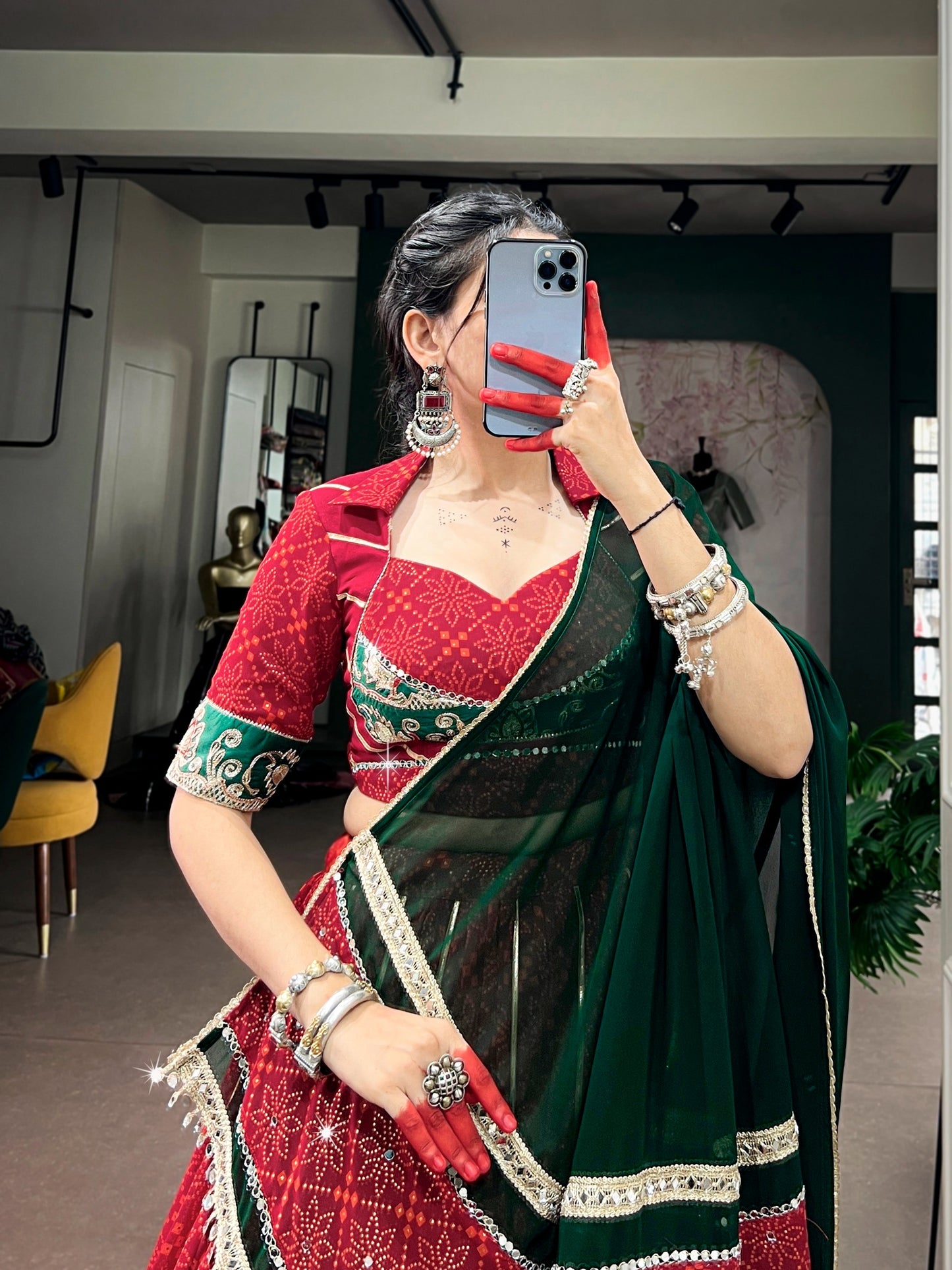 Georgette Bandhani Print Designer Chaniya Choli for Garba