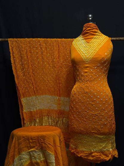 Modal Silk Shibori Bandhani Dress Material (Unstitched) - Premium  from Ethenika.com  - Just INR 6990! Shop now at Ethenika.com 