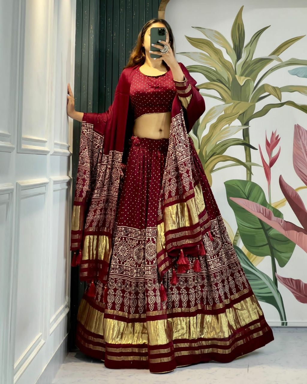 Modal Authentic Hand Blocked Ajrakh work Navratri Special Chaniya Choli - Premium  from Ethenika.com - Just INR 6990! Shop now at Ethenika.com 